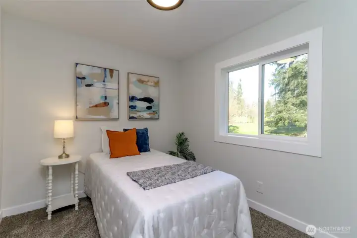 This extra bedroom window faces the North end of the property.