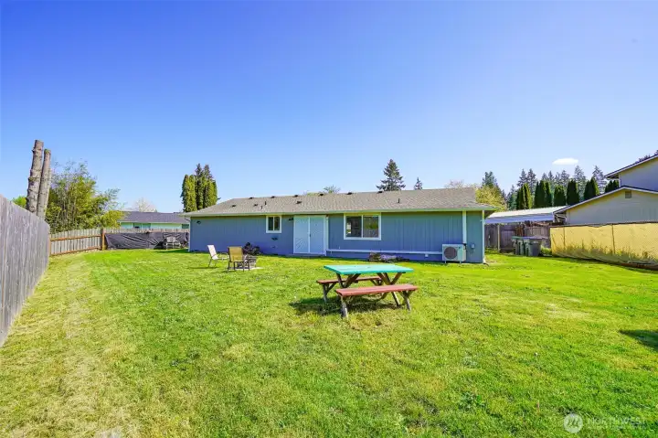 Large, fenced back yard