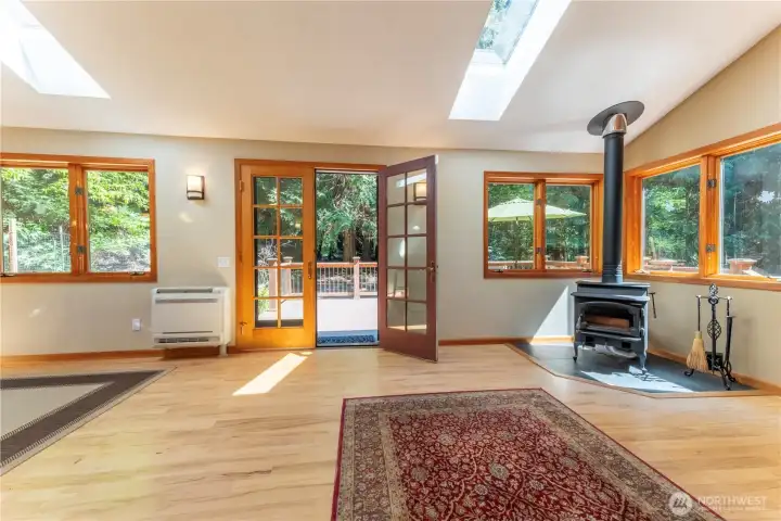 French doors to sunny deck