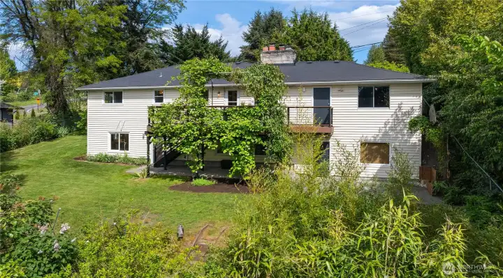 This shot across the backyard shows how big this house really is and how special the yard is.