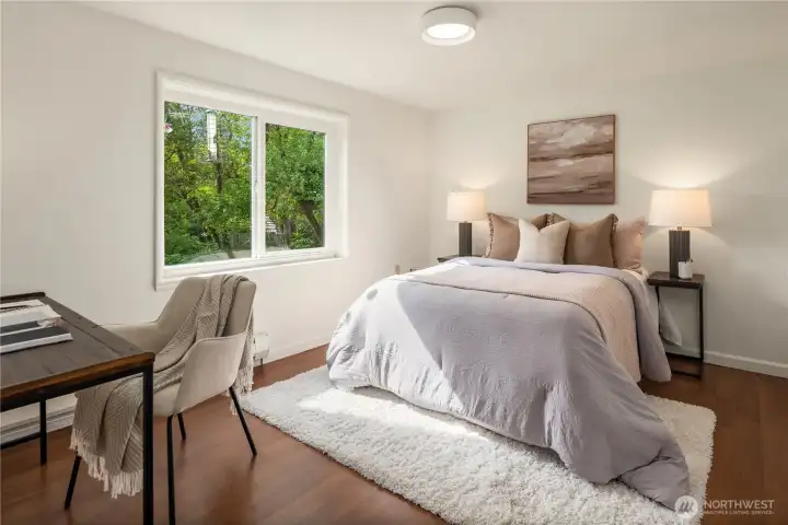 The fourth bedroom (of five) is located in the daylight basement.