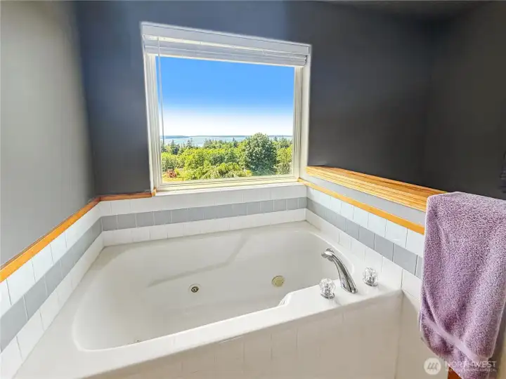 Enjoy incredible views from this primary jetted tub.