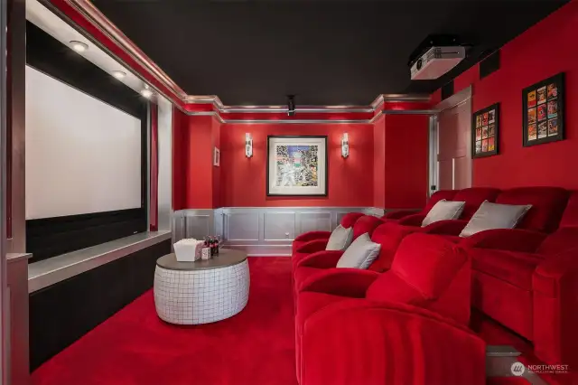 Movie theater features 8 seats and covenantally located off the formal Dining Room-- Unlike most home theaters frequently found in the basement.