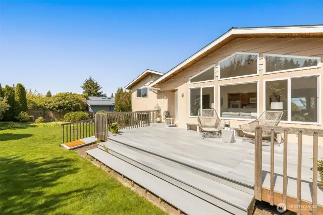 Large deck and backyard