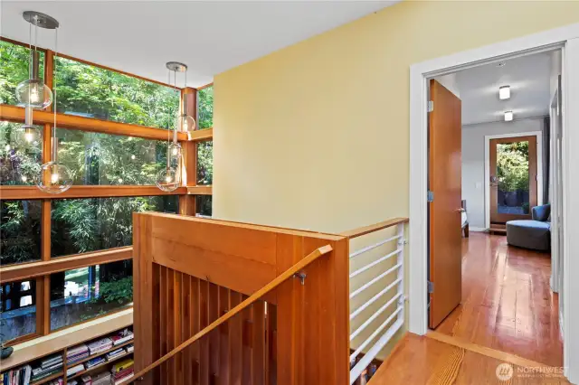 The light is gorgeous through this open staircase