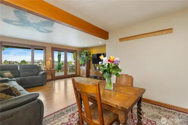 Seamless flow between kitchen and dining for easy entertaining.