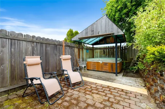 Did we say private covered hot tub area to enjoy surrounded by your garden space on those chilly nites off your front deck
