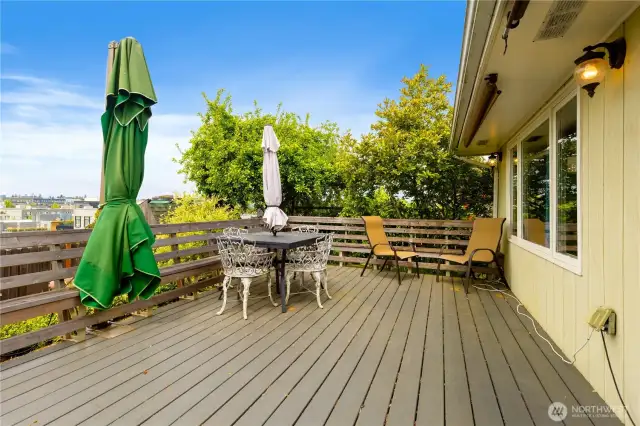Here is your private front deck facing west  with tons of views with newer trex decking for low maintanence care.  Imangine the wonderful sunset views over the water and mountains you will enjoy also