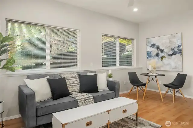 Lower level living/dining area.