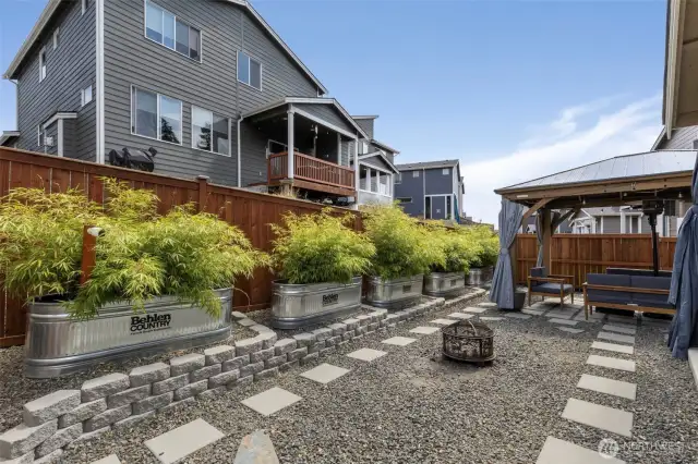 Raised planters with bamboo