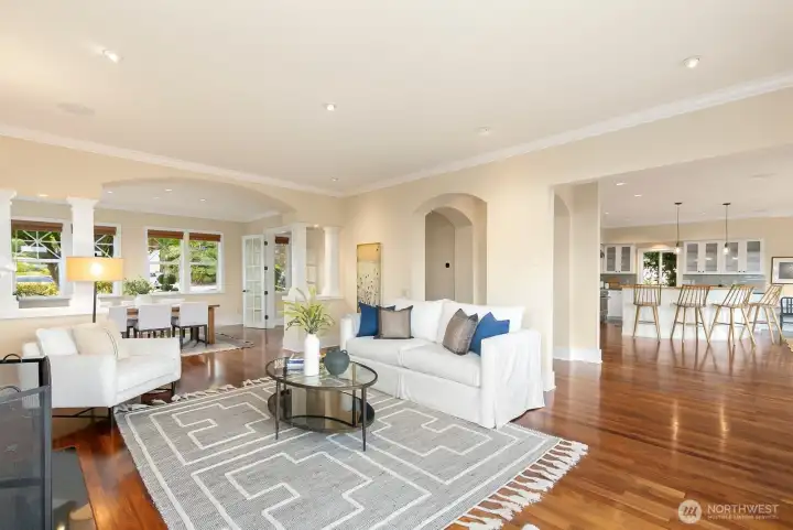 Looking back towards the front of the house. Formal spaces, yet open sight lines from one room to the next.