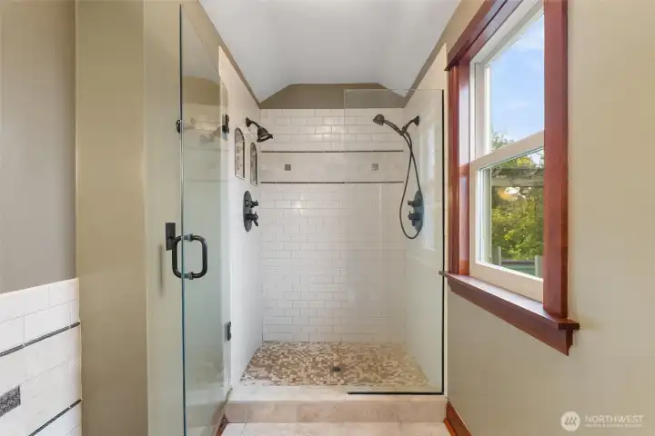 Master bath with double head shower
