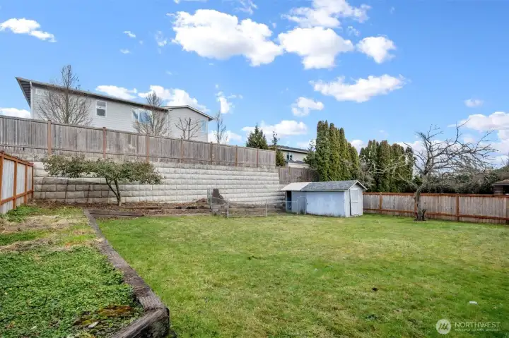 Shed with good storage and lots of garden space.