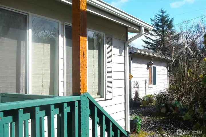 Covered front door entrance.