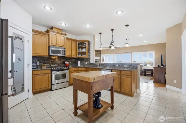 Kitchen with Lake Views