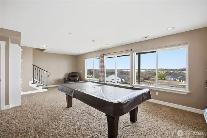 Downstairs with beautiful lake views