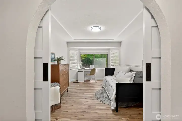 Flex Room w/ New Barn Style Doors Offer Privacy