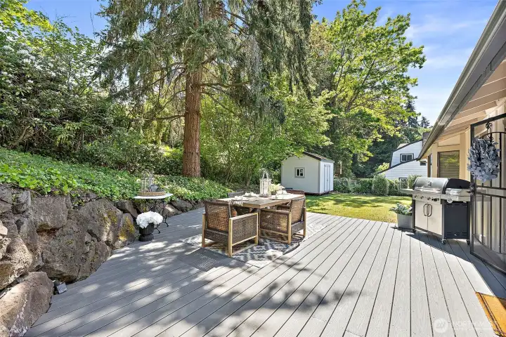 Impressive Rock Terrace & Large Low Maintenance Trex Style Deck!
