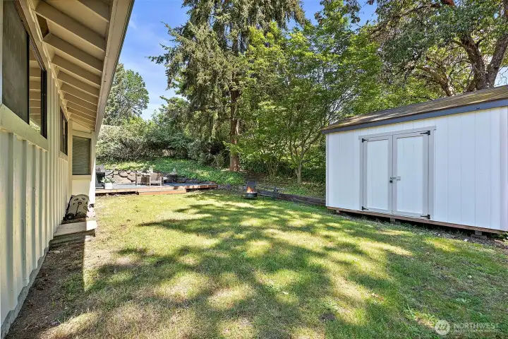 Large Garden Shed. Newly Painted to Match the Home; Behr "Spun Wool".