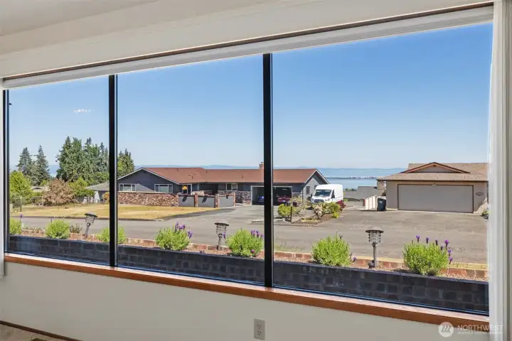 Living room window with water view
