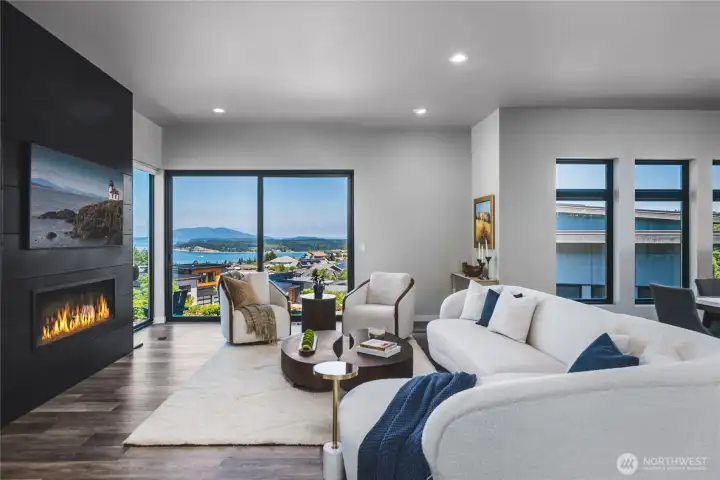 Large Sliding door leads to patio.