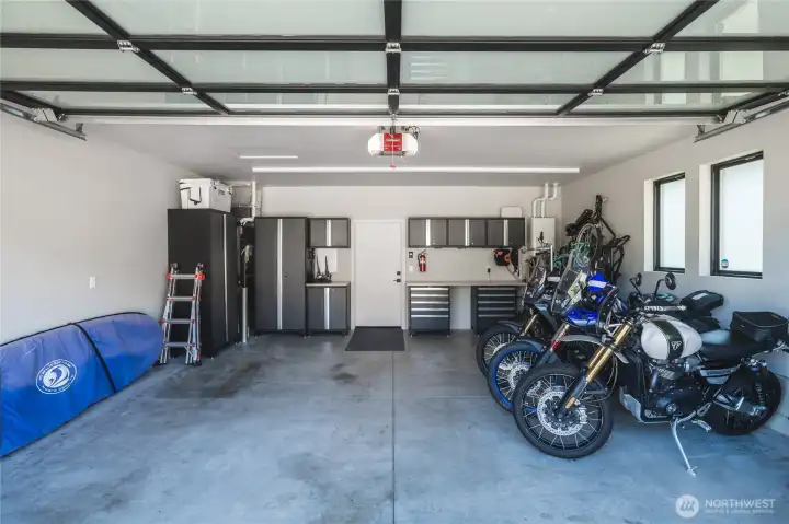Garage has plenty of space for toys.