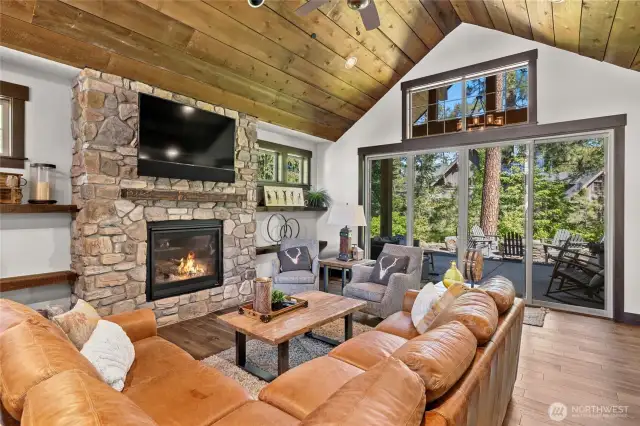 Cozy stone fireplace for those crisp mountain evenings.