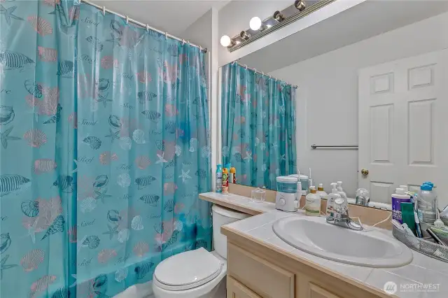 Guest/hall bath with full tub and shower