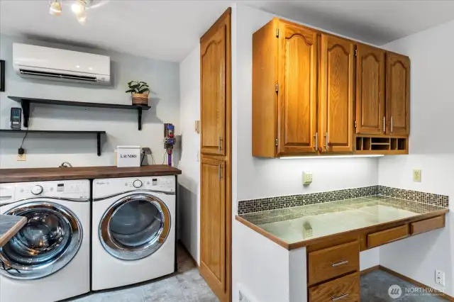 Laundry/office desk in kitchen.