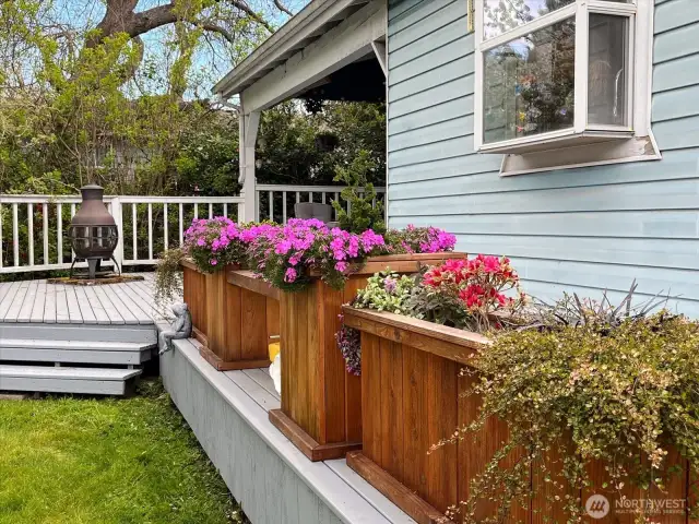 Backyard deck.