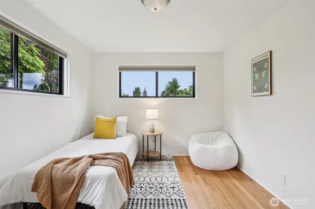 Second bedroom with great lighting.