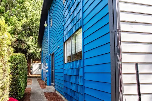 Walkway to build's laundry room.