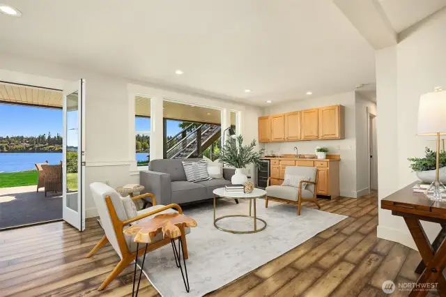 Lower level walk-out is awesome and so perfect for guests and entertaining!