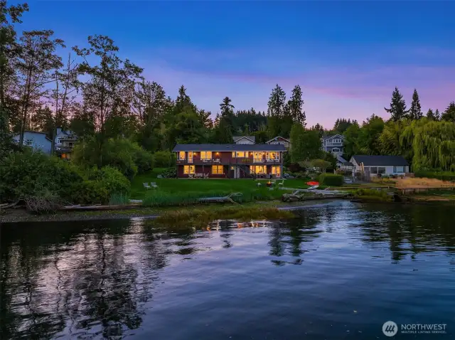 Stunning twilight view from the water.