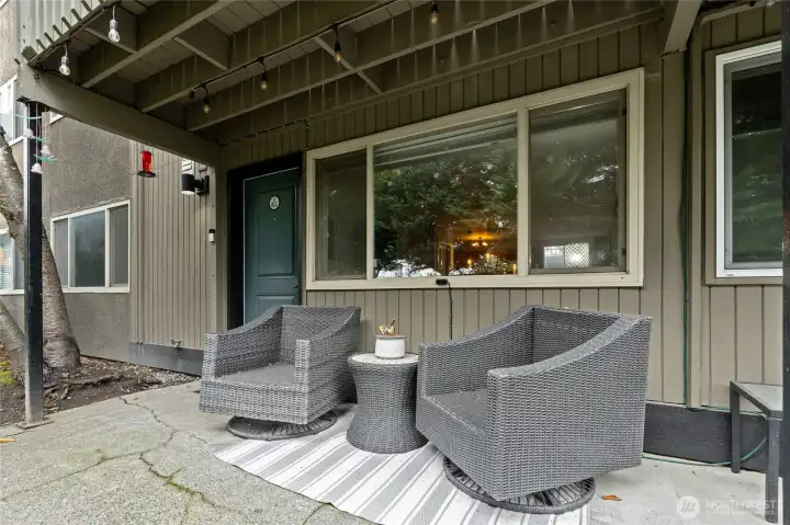 Count the ways to enjoy your patio! Decorative string lights included!