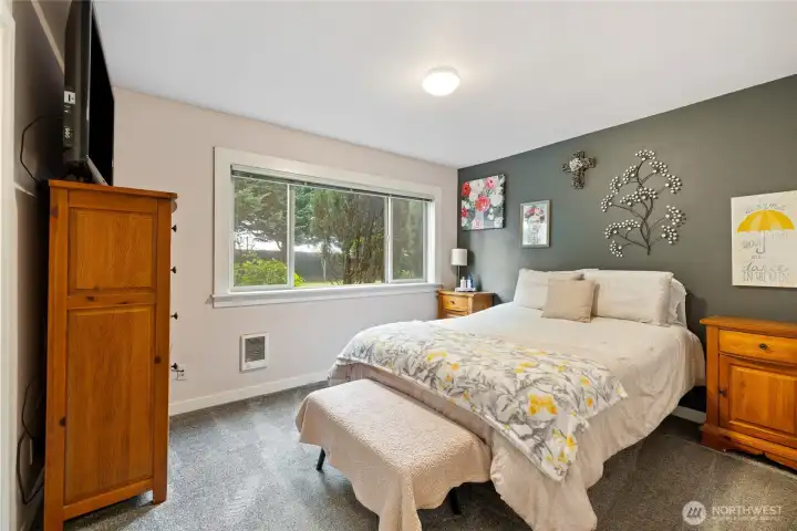 Primary beddroom has a lovely view to the grounds.