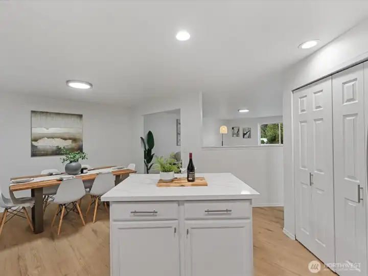 Spacious open floor plan with large panty space