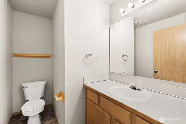 Half bath on lower level.