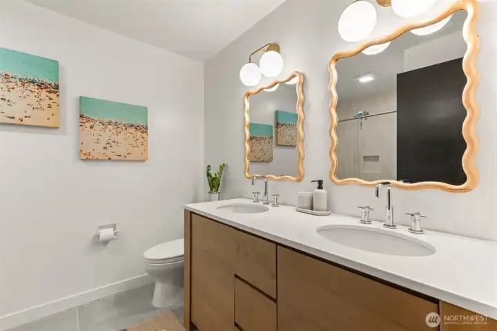 Main floor bathroom with double vanity