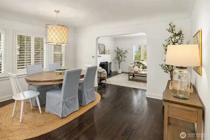 Separate dining that is opens to kitchen and living areas