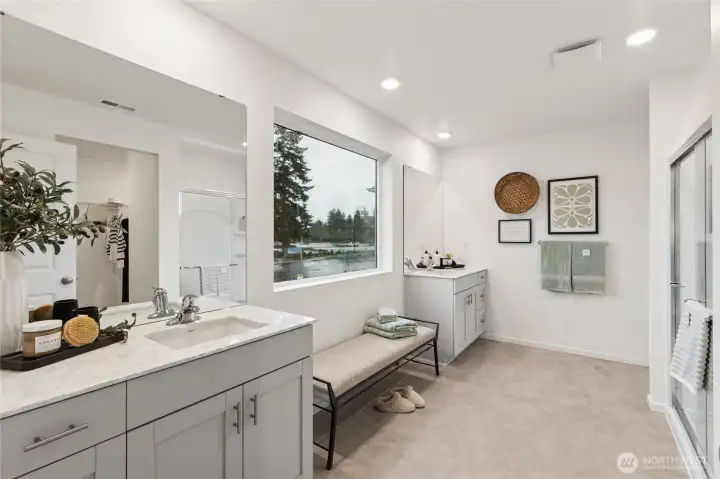 Love the separation of the double sink! Bedroom 2. Photo is for representation only.