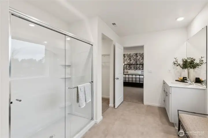 Walk-in shower, spacious enough to share. Bedroom 2. Photo is for representation only.