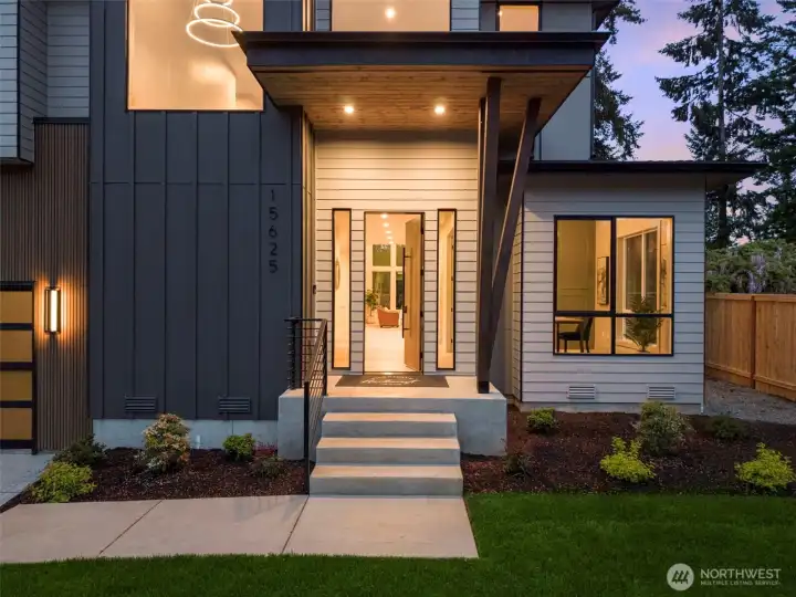 Grand entry under the vaulted front porch