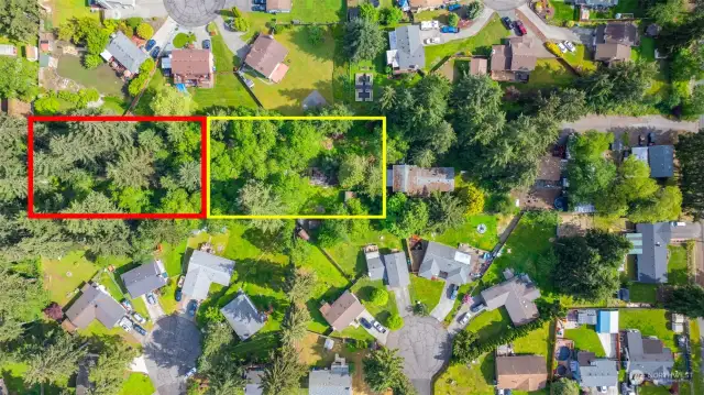 Overview of property, Outlined in RED. Neighboring property also for sale