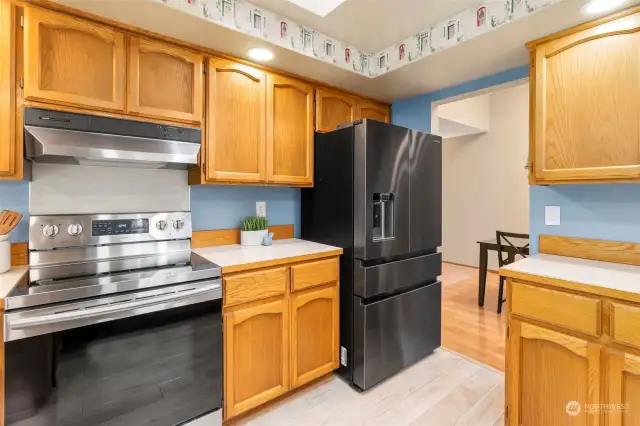 Stunning appliances will have you coveting this kitchen--great storage too.