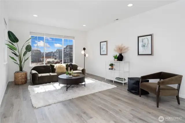 Open living room with big windows for light