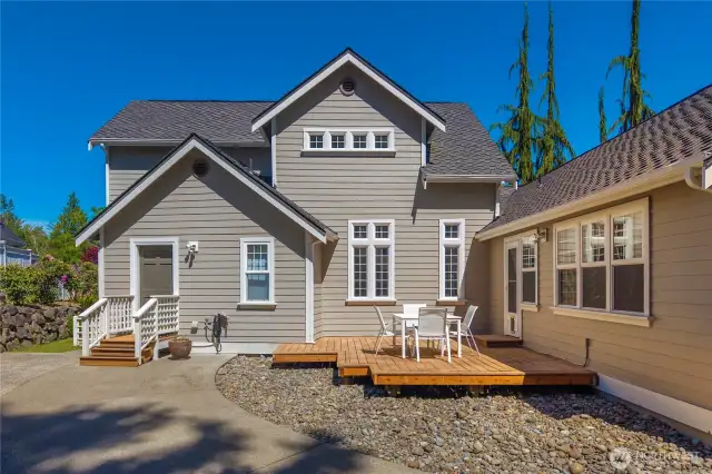 The upper driveway brings you to a level area with easy access to the main floor laundry room and primary bedroom & private deck.  Do you have peop