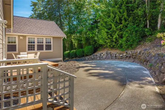 Access the back entrance by parking at the upper driveway