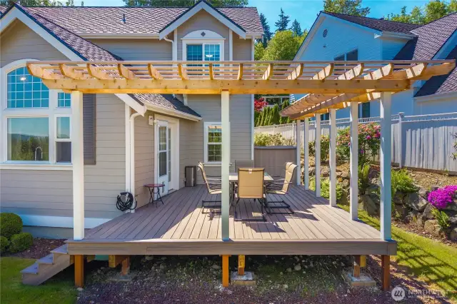 Bird's eye view of the main BBQ & entertainment deck located off the kitchen