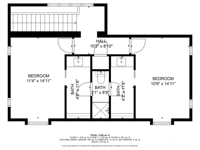 Upper Level square footage based on Realist 562sf total finished square footage 2.915sf.